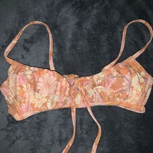 Orange/pink floral bikini top